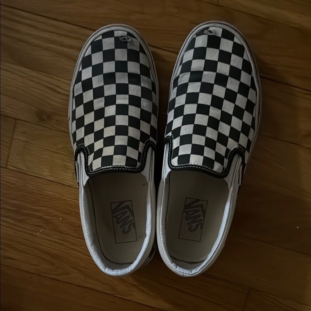 Vans Checkered Slip-On Shoes - Black and White